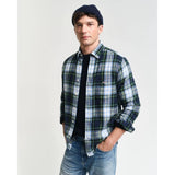 GANT Regular Fit Checked Flannel Shirt In Green