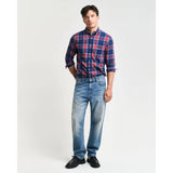 GANT Regular Fit Checked Flannel Shirt In Persian Blue