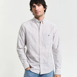 GANT Regular Fit Classic Striped Oxford Shirt in White