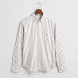 GANT Regular Fit Classic Striped Oxford Shirt in White