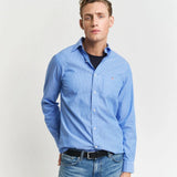 GANT Regular Fit Classic Striped Poplin Shirt in Greece Blue