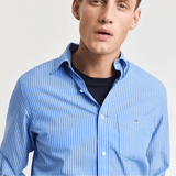 GANT Regular Fit Classic Striped Poplin Shirt in Greece Blue