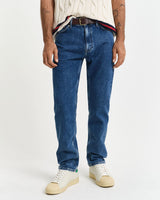 GANT Regular Fit Clean Wash Jeans in Mid Vintage Blue