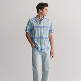 Gant Regular Fit Colorful Madras Short Sleeve Shirt in Capri Blue