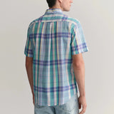 Gant Regular Fit Colorful Madras Short Sleeve Shirt in Capri Blue