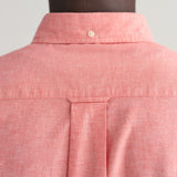 Gant Regular Fit Cotton Linen Short Sleeve Shirt in Sunset Pink