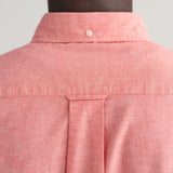 GANT Regular Fit Cotton Linen Short Sleeve Shirt in Sunset Pink