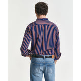 GANT Regular Fit Dobby Striped Twill Shirt In Persian Blue