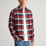 GANT Regular Fit Flannel Check Shirt in Wine Red