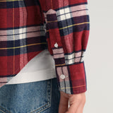 GANT Regular Fit Flannel Check Shirt in Wine Red