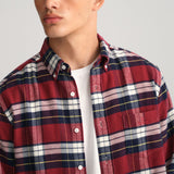 GANT Regular Fit Flannel Check Shirt in Wine Red