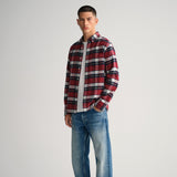 GANT Regular Fit Flannel Check Shirt in Wine Red