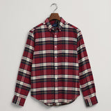 GANT Regular Fit Flannel Check Shirt in Wine Red