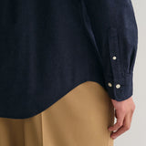 GANT Regular Fit Flannel Melange Shirt In Dusty Navy