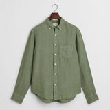 GANT Regular Fit Garment-Dyed Linen Shirt In Kalamata Green