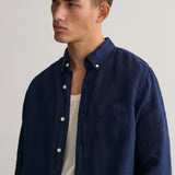 GANT Regular Fit Garment-Dyed Linen Shirt Marine
