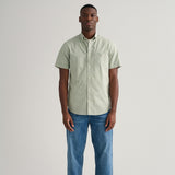 GANT Regular Fit Gingham Short Sleeve Broadcloth Shirt Kalamata Green