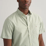 GANT Regular Fit Gingham Short Sleeve Broadcloth Shirt Kalamata Green