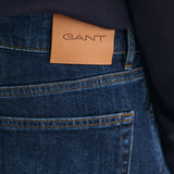 GANT Regular Fit Jeans In Dark Blue Worn In