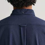 Gant Regular Fit Jersey Piqué Shirt in Evening Blue