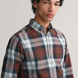 GANT Regular Fit Large Checked Poplin Shirt in Evening Blue
