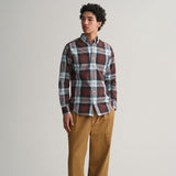 GANT Regular Fit Large Checked Poplin Shirt in Evening Blue