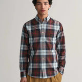 GANT Regular Fit Large Checked Poplin Shirt in Evening Blue