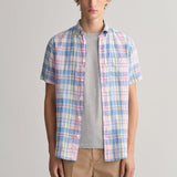 GANT Regular Fit Linen Madras Short Sleeve Shirt