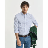 GANT Regular Fit Micro Checked Classic Poplin Shirt In Clear Sky