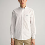 GANT Regular Fit Micro Print Oxford Shirt in Eggshell