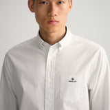 GANT Regular Fit Micro Print Oxford Shirt in Eggshell