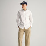 GANT Regular Fit Micro Print Oxford Shirt in Eggshell