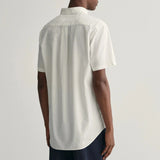 Gant Regular Fit Micro Print Short Sleeve Shirt in Eggshell