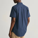 Gant Regular Fit Micro Print Short Sleeve Shirt in Marine