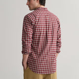GANT Regular Fit Micro Tartan Flannel Shirt in Plumped Red