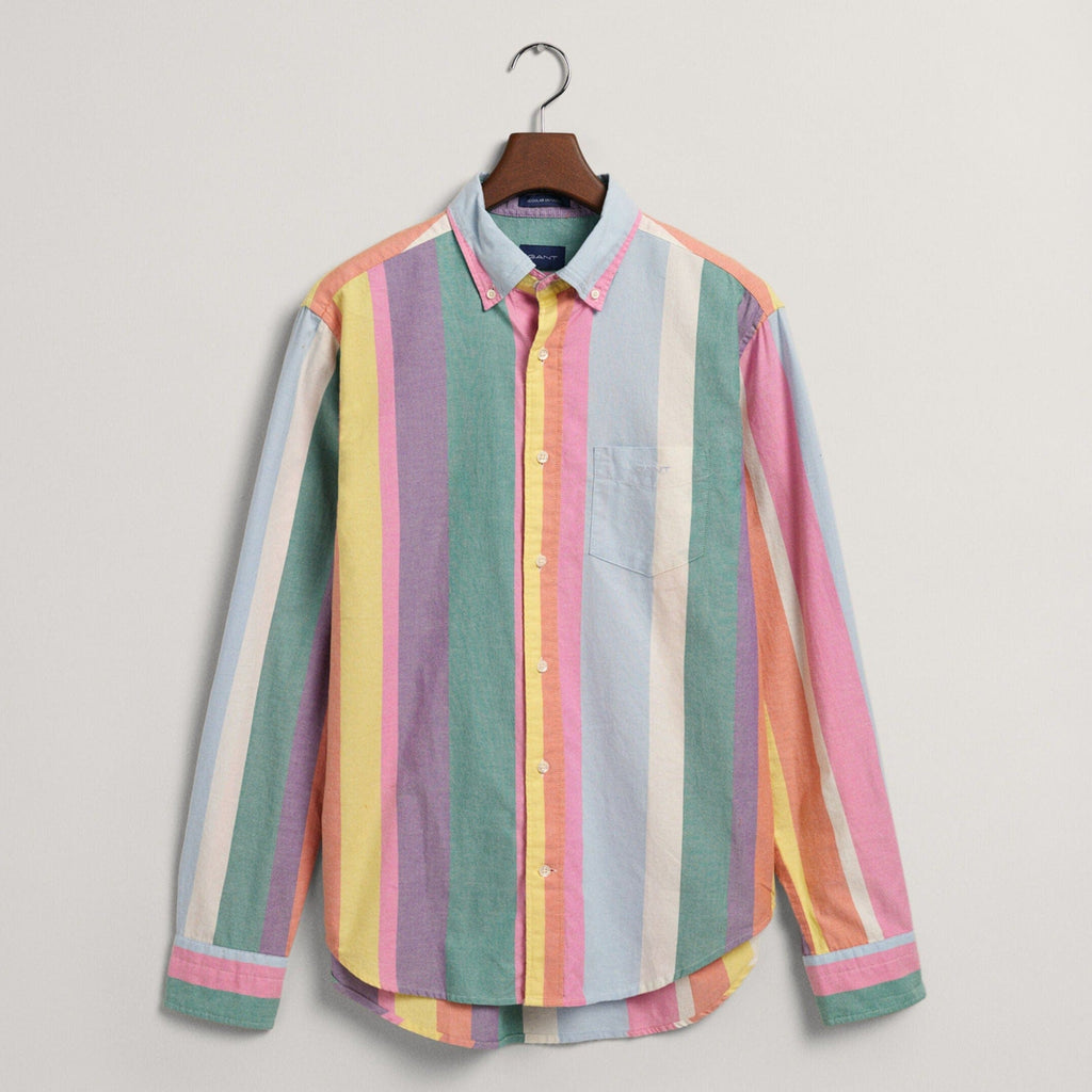 GANT Regular Fit Multi Stripe Oxford Shirt Perky Pink – Elys Wimbledon