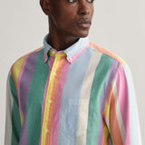 GANT Regular Fit Multi Stripe Oxford Shirt Perky Pink