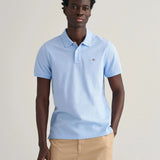 GANT Regular Fit Shield Piqué Polo Shirt In Capri Blue