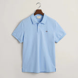 GANT Regular Fit Shield Piqué Polo Shirt In Capri Blue