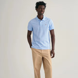 GANT Regular Fit Shield Piqué Polo Shirt In Capri Blue