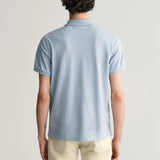 GANT Regular Fit Shield Piqué Polo Shirt in Dove Blue