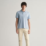 GANT Regular Fit Shield Piqué Polo Shirt in Dove Blue