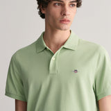 GANT Regular Fit Shield Piqué Polo Shirt in Milky Matcha