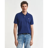 GANT Regular Fit Shield Piqué Polo Shirt In Persian Blue