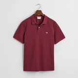 GANT Regular Fit Shield Piqué Polo Shirt in Wine Red