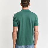 GANT Regular Fit Shield Piqué Polo Shirt in Woody Green
