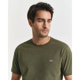 GANT Regular Fit Shield T-Shirt In Khaki Green Melange