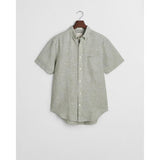 GANT Regular Fit Short Sleeve Linen Shirt In Kalamata Green