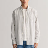 Gant Regular Fit Striped Archive Oxford Shirt in Eggshell