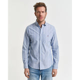 GANT Regular Fit Striped Classic Oxford Shirt In Rich Blue